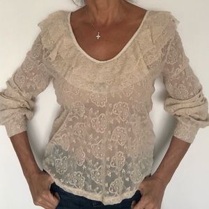 Charming Lace beige blouse, Italy, size M